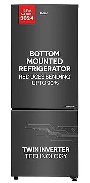 Haier Double Door 237 Litres 2 Star Refrigerator Black HRB-2872BGB-P