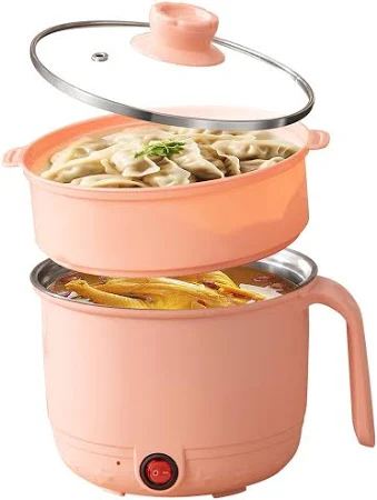 CARTIFY Electric Cooking Pot and Steamer 1.5L Multi Cooker with Concealed Base | Mini Noodle Maker Egg Boiler Vegetable Rice Cooker | Non Stick